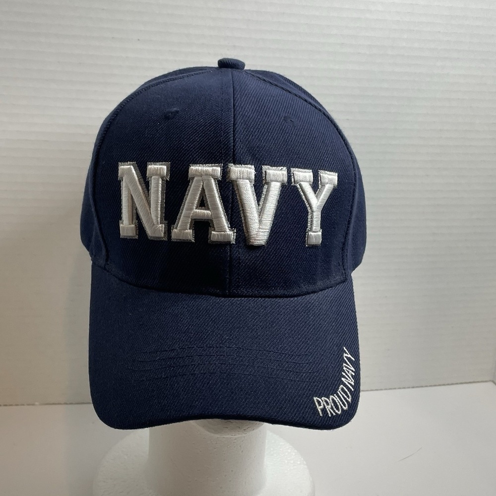 U.S. NAVY Hat Navy Blue & White Baseball Cap Proud Navy Adjustable